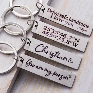 Personalised Keyring Personalized  Valentine&#39;s Day Gifts Keychain Engraved Key ring Engraved Keychain Stainless keychain Drive Safe Keychain