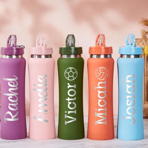 Personalized Engraved Water Bottle with Straw: Insulated Stainless Steel Gym Bottle