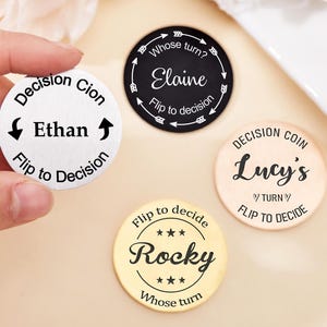 Personalized Couple Decision Coin: Engraved Stainless Steel Valentine&#39;s Gift