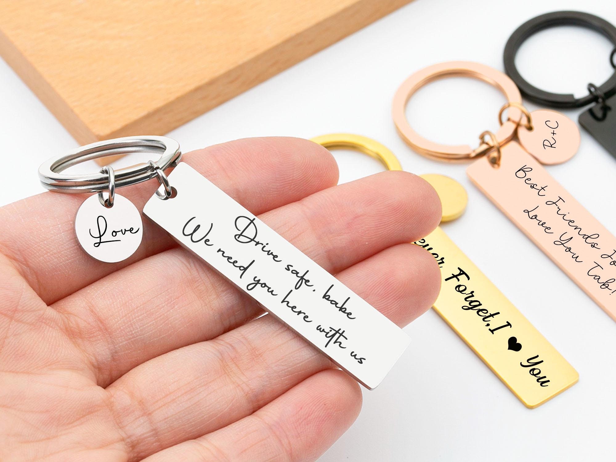 Personalized Drive Safe Keychain: Engraved Stainless Steel Gift