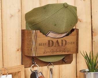 Personalized Wood Hat Organizer: Engraved Wall Mounted Cap Holder