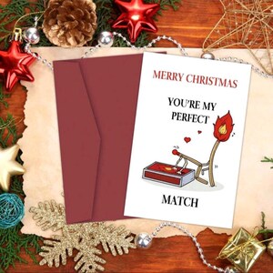1 Stück Lustige Weihnachtsgrußkarte mit Umschlag, "You're my Perfect Match", ideal für Paare, Ehemann, Ehefrau, humorvolle Urlaubswünsche.
