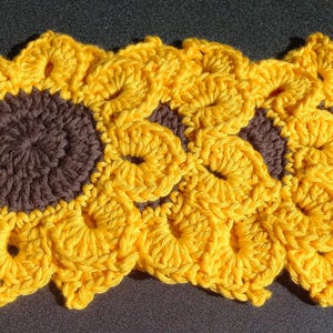Crochet sunflower coasters
