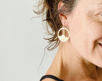 Gold lotus flower gold hoop earrings, inspirational yoga jewelry, large and lightweight lotus gold earrings, yoga earrings