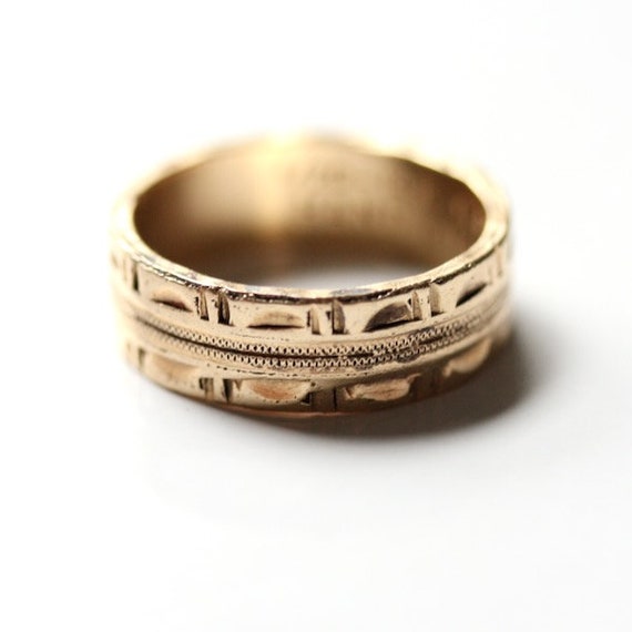 Antique wedding ring, 14K gold filled wedding ban… - image 1