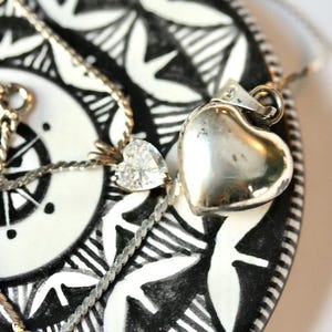Vintage Silver Heart Necklace Set Mexico 925 Sterling Necklace 