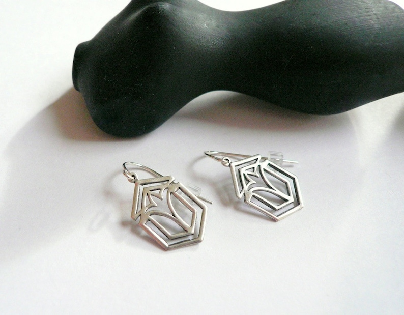 Silver art deco earrings Frank Lloyd Wright inspired Frank Lloyd Wright gold architecture earrings, Art deco gold earrings, handmade Geometric gold dangles, 1920s jewelry gift for architect