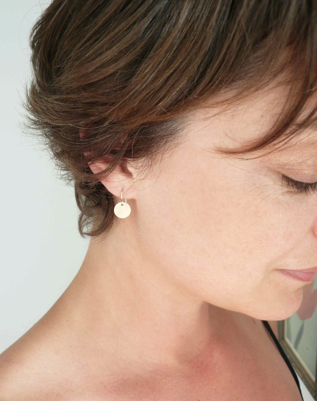 Gold Coin Earrings, Little Gold Earrings, Small Dainty Round Drops ...