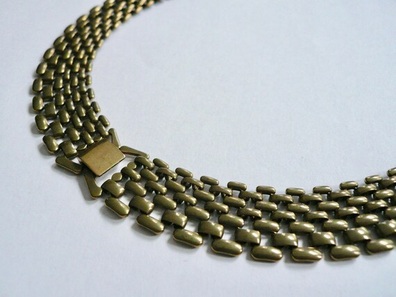 1960s mod choker necklace, chunky chain, Wide gold