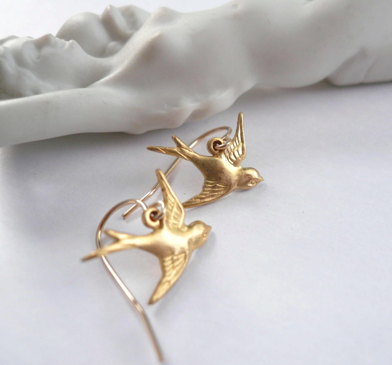 gold bird  earring kazy's handmade Golden  nest long earrings | Handmade jewellery ethically