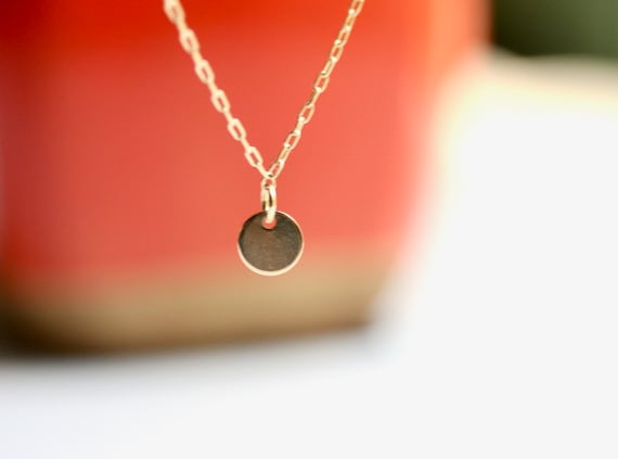 Classic Minimalist Gold Dot Necklace 14K Gold Fill Chain Small