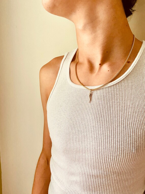 Italian Horn Gold Chain Necklace 