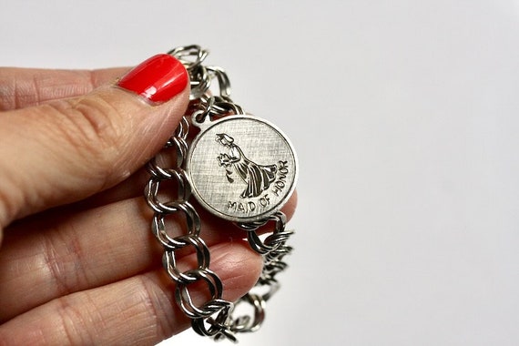 Maid of honor bracelet, sterling silver charm bra… - image 7