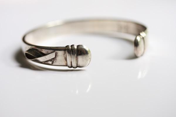 Breast Cancer Awareness Bracelet, Vintage Silver Cuff, Heavy 925