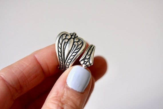 Adjustable antiqued silver ring, new Art Nouveau … - image 3