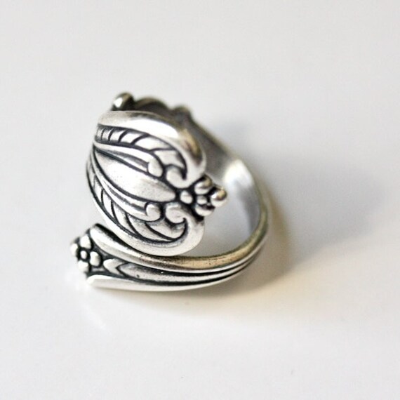 Adjustable antiqued silver ring, new Art Nouveau … - image 2