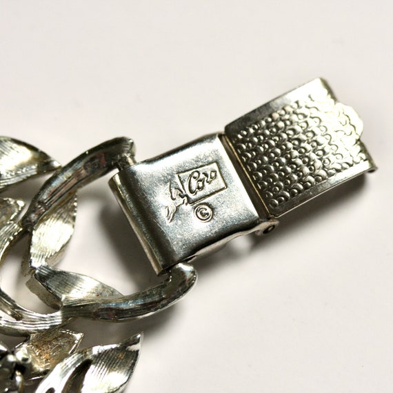 Hollywood regency wide silver link bracelet, vint… - image 10