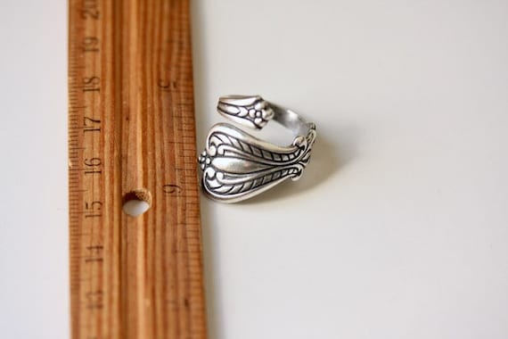 Adjustable antiqued silver ring, new Art Nouveau … - image 5