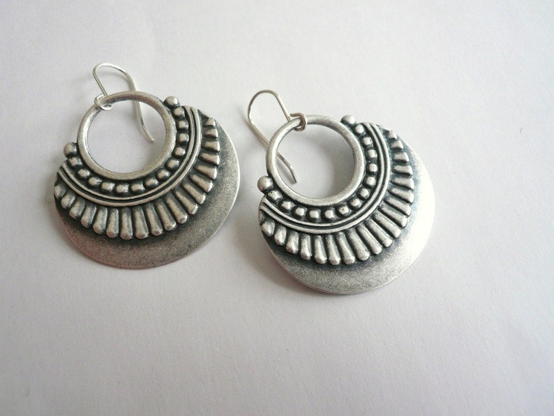 Boho chic hoops, festival earrings, bronze boho earrings, boho hoops, antiqued gold tribal dangles, big gold hoop earrings, babysitter gift