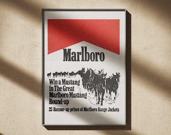 Poster da parete vintage Marlboro Mustang - Decorazione nostalgica - Stampa vintage
