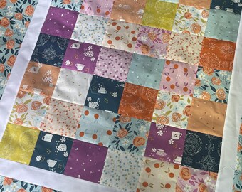 HOMEAGE | Charm Square Quilt Top | Riley Blake Fabric Collection | Measures 42.5 x 47 | Cotton Throw Quilt