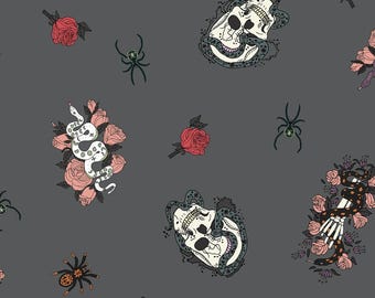 VICTORIAN NIGHTMARES - Winter Night Witches' Garden - QP101-WN2 - by RJR Fabrics - Quirky Paisley Collection - Halloween Quilt Fabric