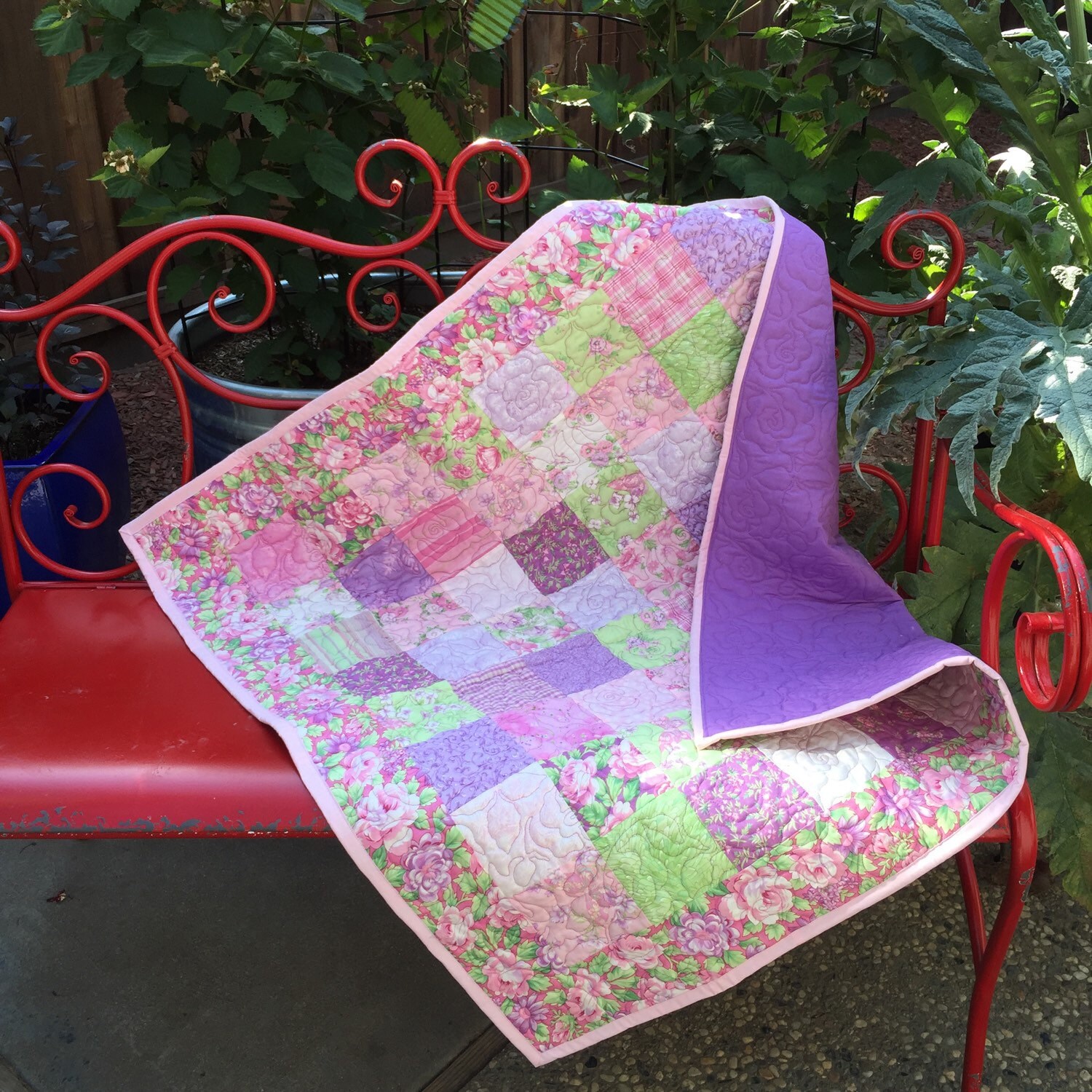 SWEET BABY JANE Handmade Modern Quilt 40x40 pink purple and Etsy