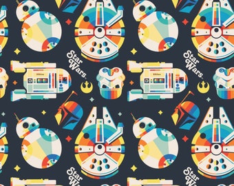 STAR WARS Star Wars Cotton # 73010910-2 by Camelot Fabrics, retro helmets, stormtroopers, multi colored