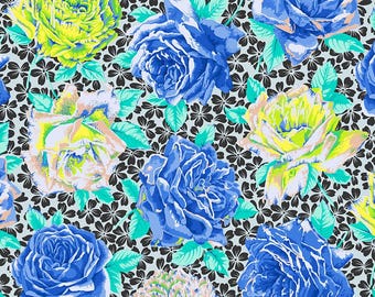 ROSE BLOOM Blue | Philip Jacobs for Kaffe Fassett Collective | February 2026 | PWPJ077.BLUE | Quilt Fabric | 1/4, 1/2, 1 Yard Cuts