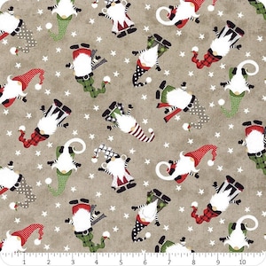 GNOME-ANTICS - Gnomes Tossed from Wilmington Prints - - multi, tossed, black, white, red GNOMEANTICS