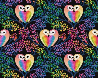 Love Under the Stars, Owl Duel Multi Cotton Quilt Fabric | Free Spirit Fabrics | PWKT049-XMULTI