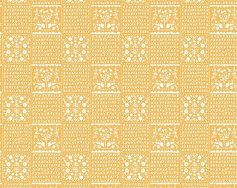 HAPPY FALL Days,  Vintage Squares by Riley Blake, Fabric Collection, harvest, modern fabric, quilt, white main floral fabric, C16343-GOLD