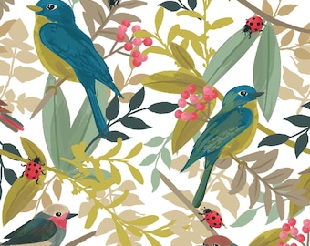FOREST LIFE from 3 Wishes Fabrics, by Lisa Perry Collection - nature, birds, yardage, quilt fabric