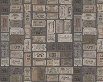 CHARCOAL TICKETS | Tim Holtz | Eclectic Elements | PWTH312.CHARCOAL | Quilt Fabric | 1/4, 1/2, 1 Yard Cuts