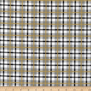 PEACE ON EARTH - Black, White and Gold Plaid by 3 Wishes Fabrics - Holiday, Christimas, Quilt Fabric