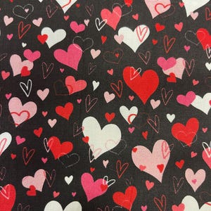 BE MY GNOMIE, Hearts on Black by Benartex Fabrics, Valentines Love Fabric, yardage