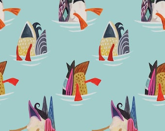 Get Your Ducks in a Row - Glacier Butt Quack | Dear Stella | Waterfowl Quilt Fabric | BQ4593-67