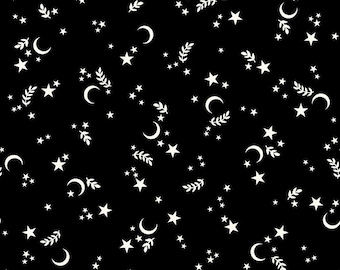 GOTH GARDEN by Maywood Studio – A Hauntingly Beautiful Fabric Collection - Black Star & Moons #10855M-J