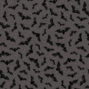GOTH GARDEN by Maywood Studio – A Hauntingly Beautiful Fabric Collection - Grey Flying Bats #10854M-K