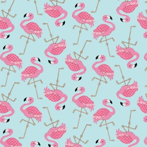 At The Zoo Flamingo by Studio B - Zoo Animals, Tigers, Lion, Giraffe, Monkeys, Panda, quilt fabric, yardage