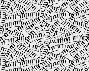 MAKING MUSIC Piano Keys on White by Benartex Collection - Contempo - Kanvas Quilt Fabric, yardage