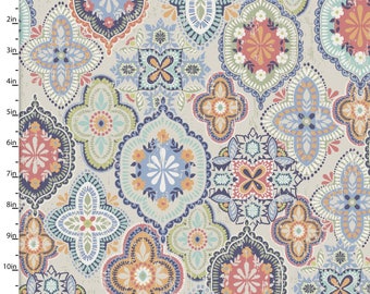 QUENTIN Cotton Fabric - yardage - cut from bolt - Tan Tiles #12060-Tan