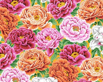TIBETAN PEONY Warm | Philip Jacobs for Kaffe Fassett Collective | August 2025 | PWPJ136.WARM | Quilt Fabric Sold By 1/4, 1/2, 1 Yard Cuts