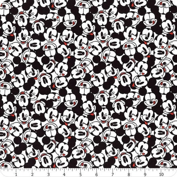 DISNEY - Its a Mickey Thing - White Mickey Toss Quilt Fabric, Mickey Mouse, #85271001-4, yardage, black and white fabric, Minnie