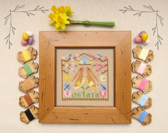 Ostara Cross Stitch Pattern - Pagan Spring Equinox - Wheel of the Year - Instant Download PDF