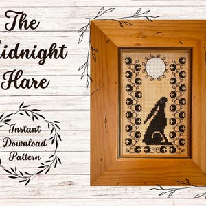 The Midnight Hare Cross Stitch Pattern - Moon Hare Cross Stitch - Instant Download PDF
