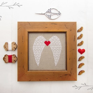Winged Heart Cross Stitch Pattern - Angel Wings Cross Stitch - Instant Download PDF