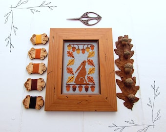 Hare and Acorns Cross Stitch Pattern: Autumn Design (PDF Pattern)