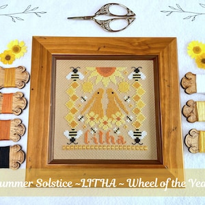 Litha Hares Cross Stitch Pattern - Summer Pagan Wicca - Wheel of the Year - Instant Download PDF
