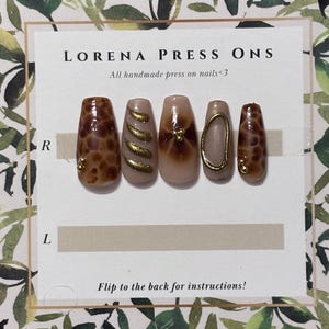Brown and Gold Press On Nails